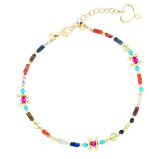 Bracciale donna Maman et Sophie Mia Africa in argento oro pietre preziose multicolor