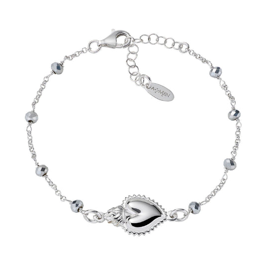 Bracciale donna Amen Sacro in argento con cuore e cristalli grigi