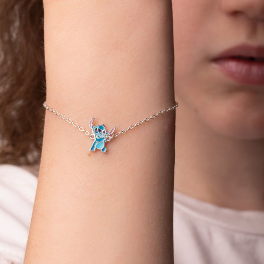 Bracciale a catena Disney Stitch bambino/a argento con Stitch centrale