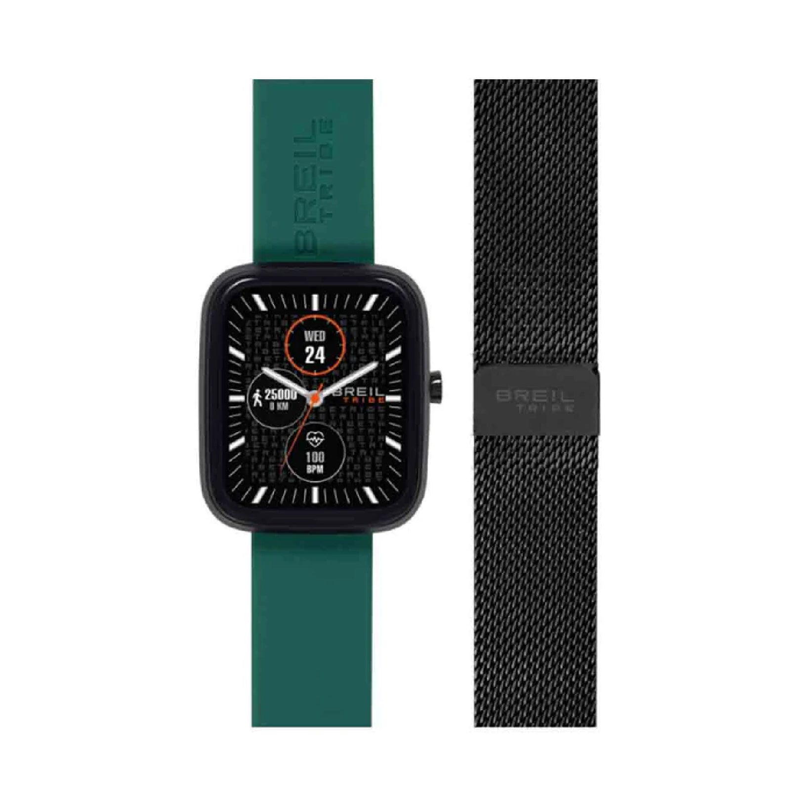 Smartwatch Breil Tribe cinturino verde e acciaio nero MISURA UNICA