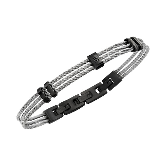 Bracciale Breil in acciaio color gun con zircone da uomo BT.TJ3632