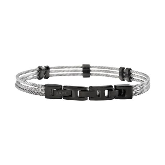 Bracciale Breil in acciaio color gun con zircone da uomo BT.TJ3632