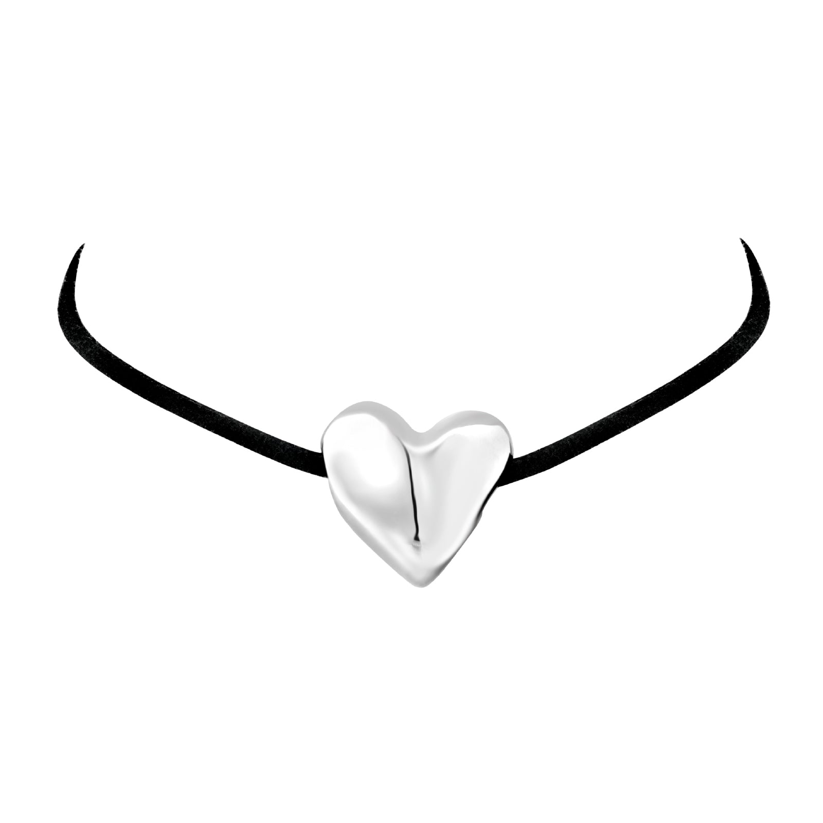 Collana choker Breil con cordino nero e cuore in acciaio