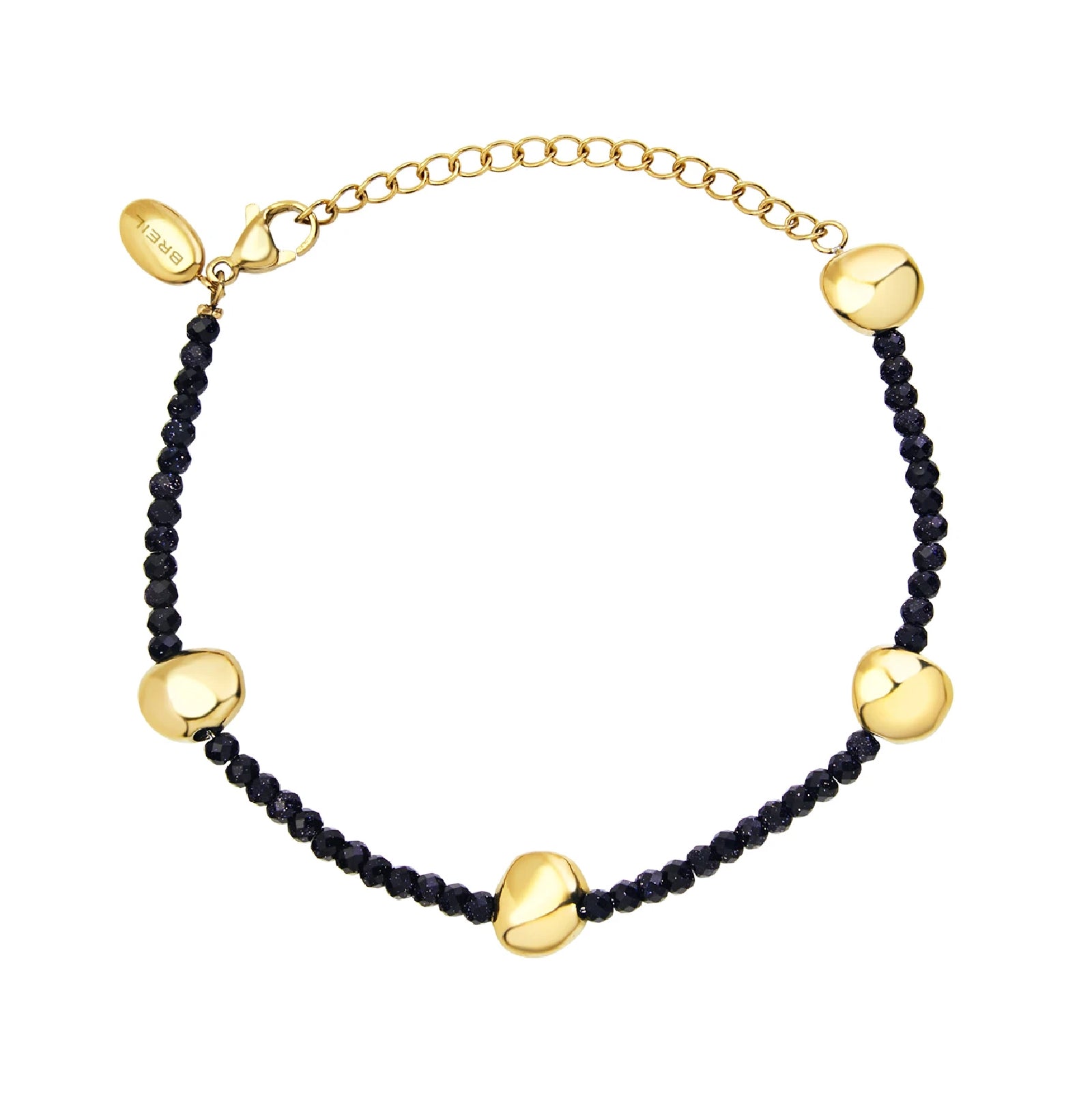 Bracciale Breil con pietre blu ed elementi in acciaio oro BT.TJ3696