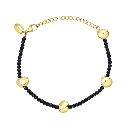 Bracciale Breil con pietre blu ed elementi in acciaio oro BT.TJ3696