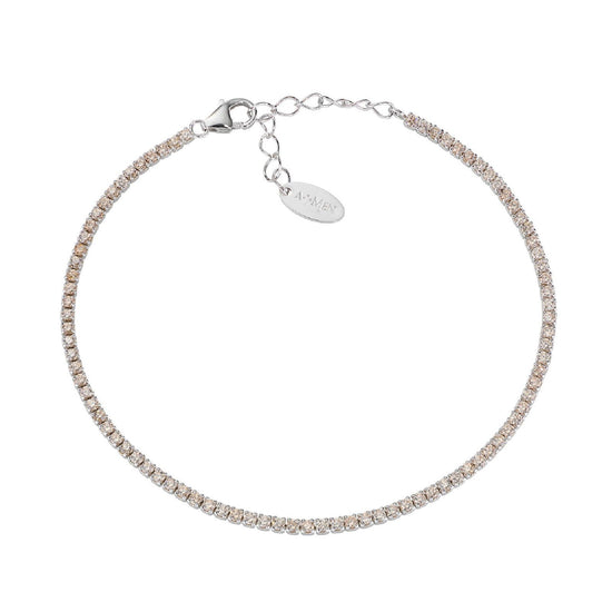 Bracciale tennis Amen donna argento rodiato con zirconi champagne BT1BCH17-1