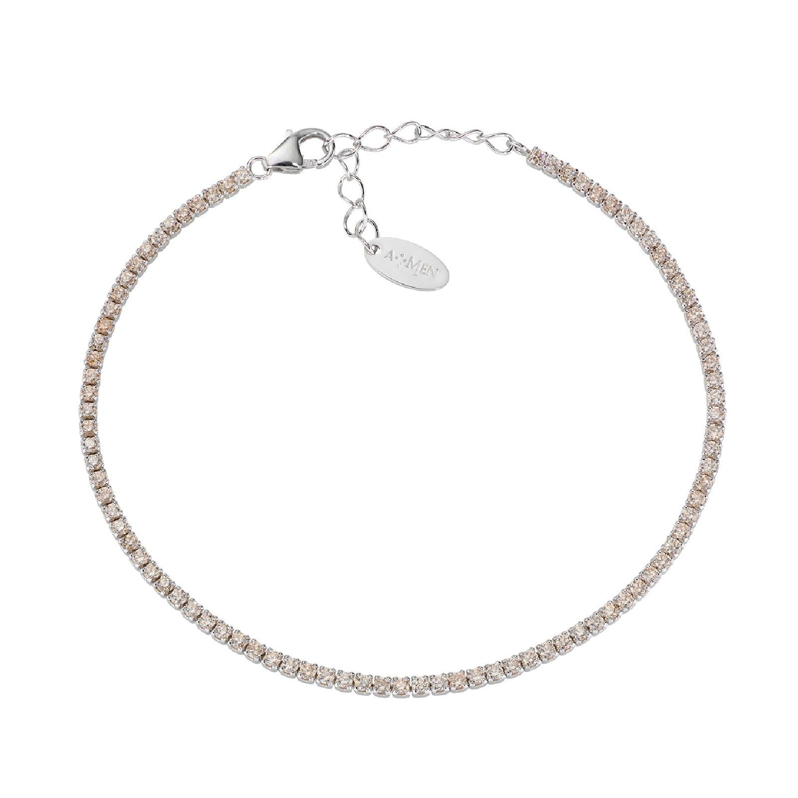 Bracciale tennis Amen donna argento rodiato con zirconi champagne BT1BCH17-1