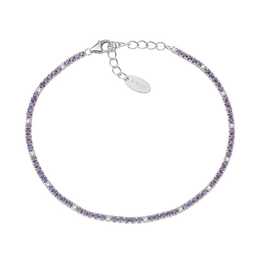 Bracciale donna Amen Tennis in argento con zirconi bianchi e viola