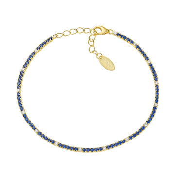 Bracciale donna Amen Tennis in argento dorato con zirconi blu e bianchi