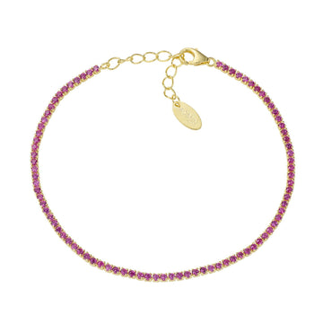 Bracciale donna Amen Tennis in argento dorato con zirconi rossi