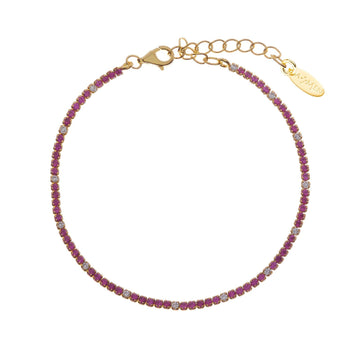 Bracciale donna Amen Tennis argento dorato zirconi bianchi e fucsia