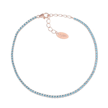 Bracciale donna Amen Tennis in argento rosé con zirconi azzurri