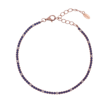 Bracciale donna Amen Tennis argento rosé zirconi blu e bianchi