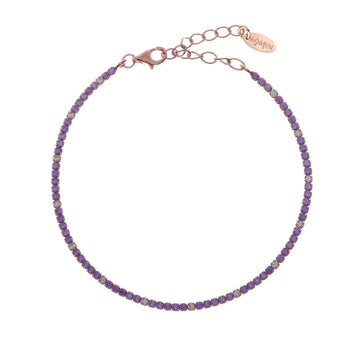 Bracciale donna Amen Tennis argento rosé zirconi lilla e bianchi