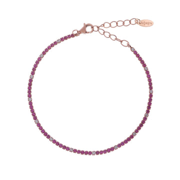 Bracciale donna Amen Tennis argento rosé zirconi fucsia e bianchi