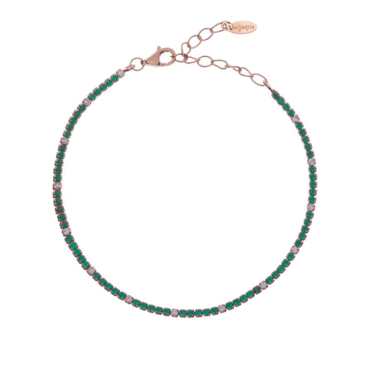 Bracciale donna Amen Tennis argento rosé zirconi verde e bianchi