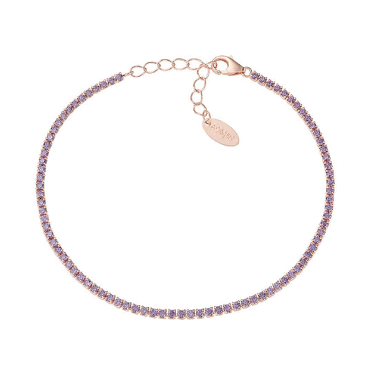 Bracciale donna Amen Tennis in argento rosé con zirconi viola