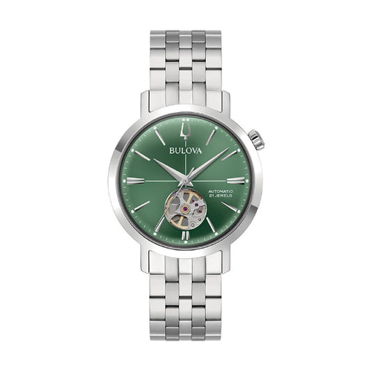 Orologio Automatico Bulova in acciaio argento e verde BV.96A319