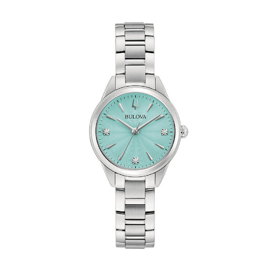 Orologio Solo Tempo Bulova in acciaio argento e azzurro BV.96P253