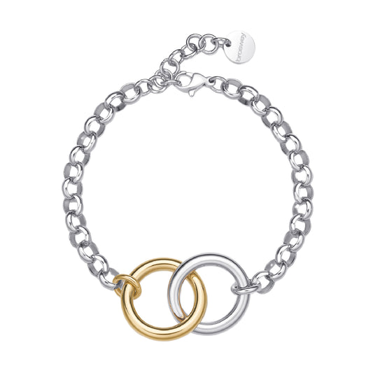 Bracciale da donna Brosway in acciaio con due cerchi bicolor 18,5 cm