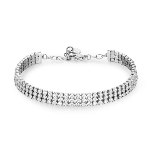 Bracciale tennis Brosway in acciaio con zirconi bianchi 18,5 cm