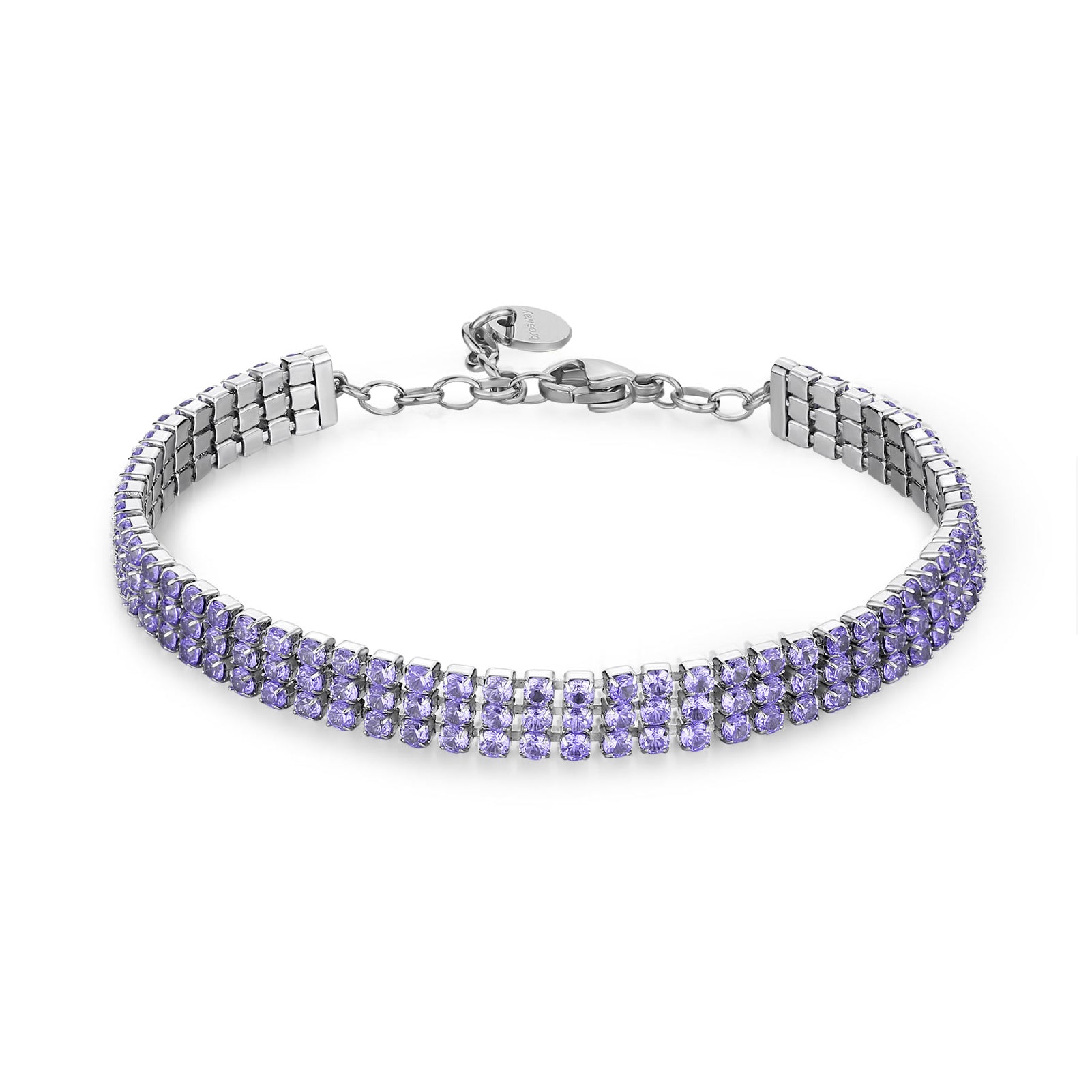 Bracciale tennis Brosway in acciaio con zirconi viola 18,5 cm