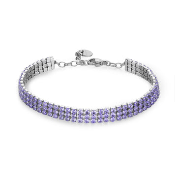 Bracciale tennis Brosway in acciaio con zirconi viola 18,5 cm