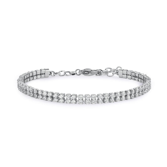 Bracciale tennis Brosway in acciaio due fila di zirconi 18,5 cm