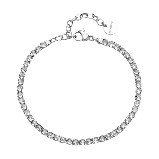 Bracciale tennis donna Brosway acciaio con cristalli bianchi 20 cm