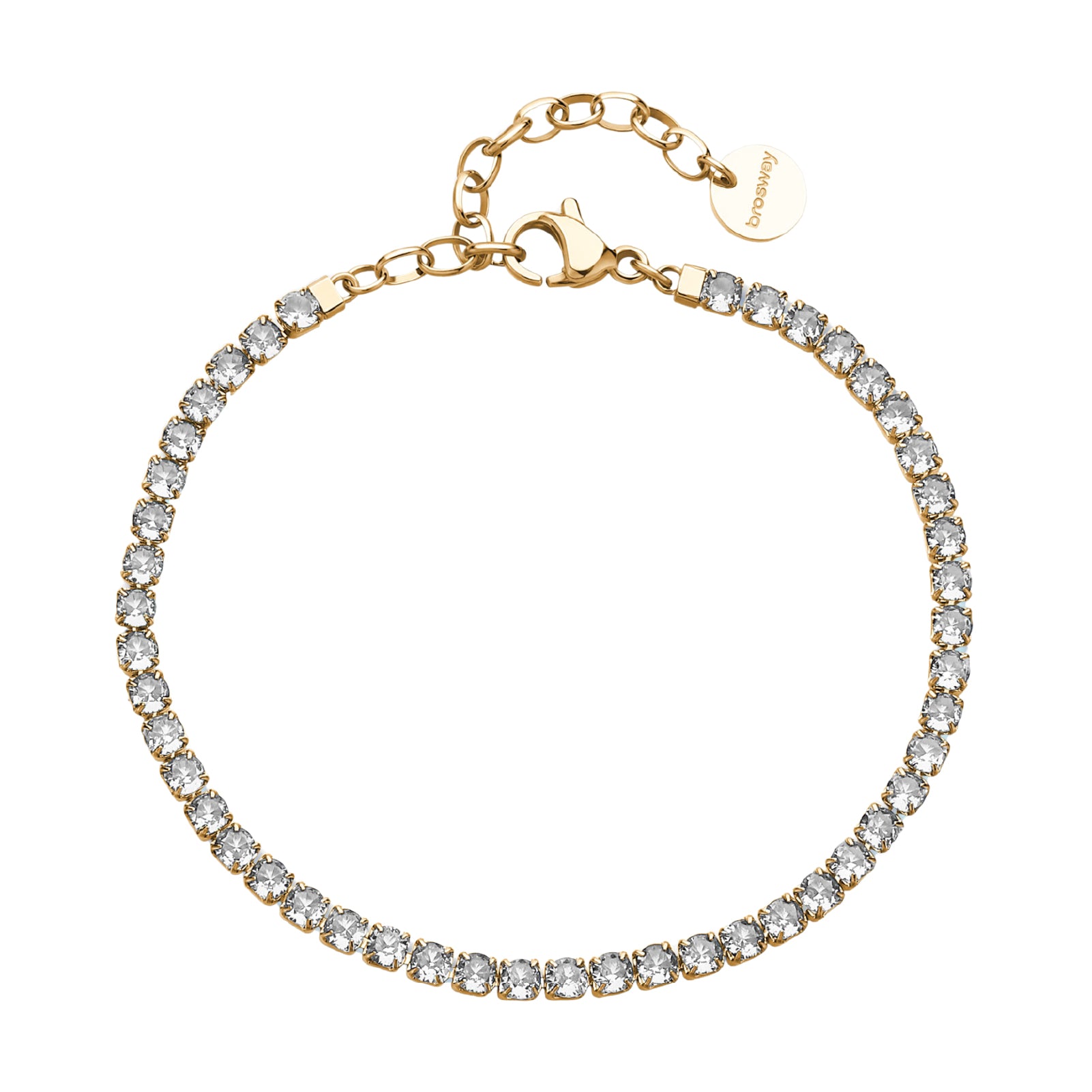 Bracciale tennis donna Brosway acciaio oro cristalli bianchi 20 cm