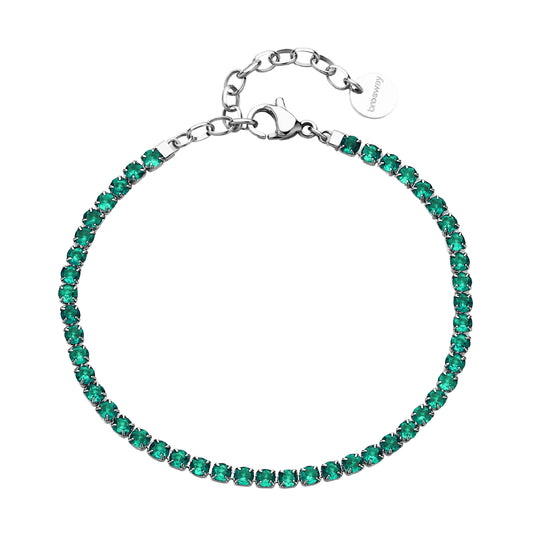 Bracciale tennis donna Brosway acciaio con cristalli verde 20 cm