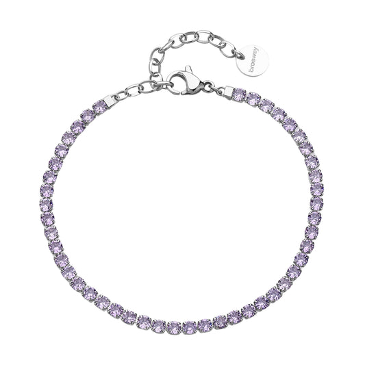 Bracciale tennis donna Brosway acciaio con cristalli viola 20 cm