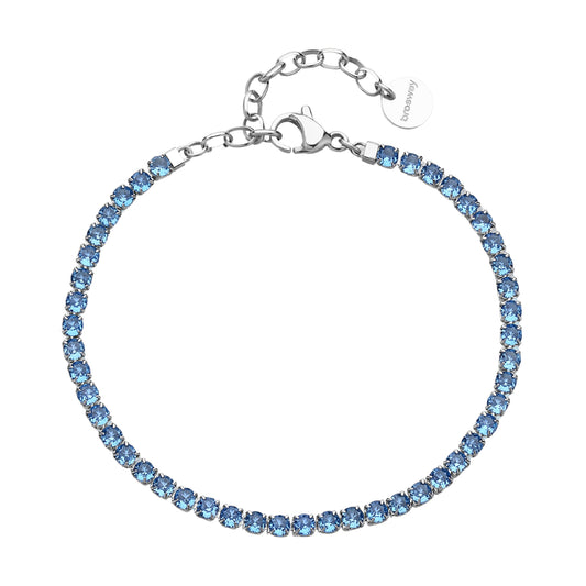 Bracciale tennis donna Brosway acciaio con cristalli azzurri 20 cm