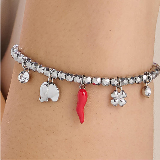 Bracciale donna Brosway in acciaio con elefante e cornetto 18 cm