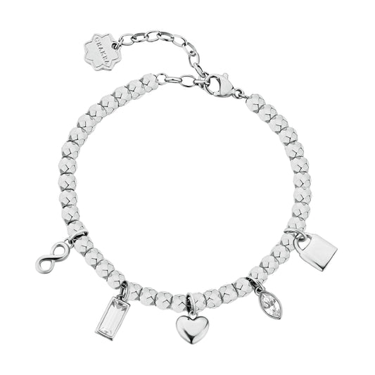 Bracciale da donna Brosway in acciaio con cuore e lucchetto 18 cm