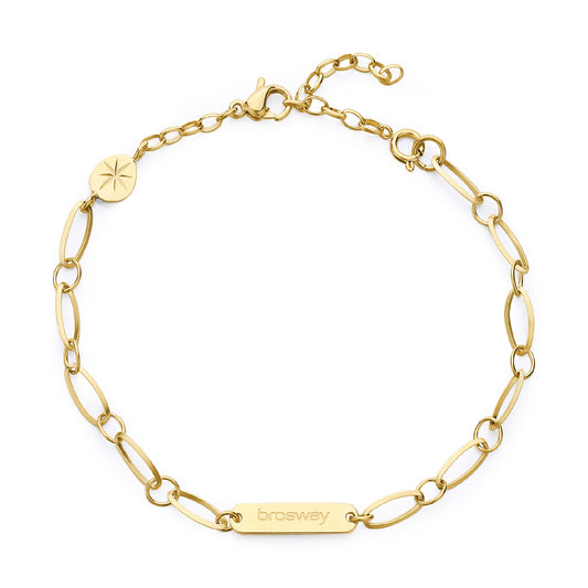 Bracciale catena Brosway Essential in acciaio oro e targhetta 20 cm