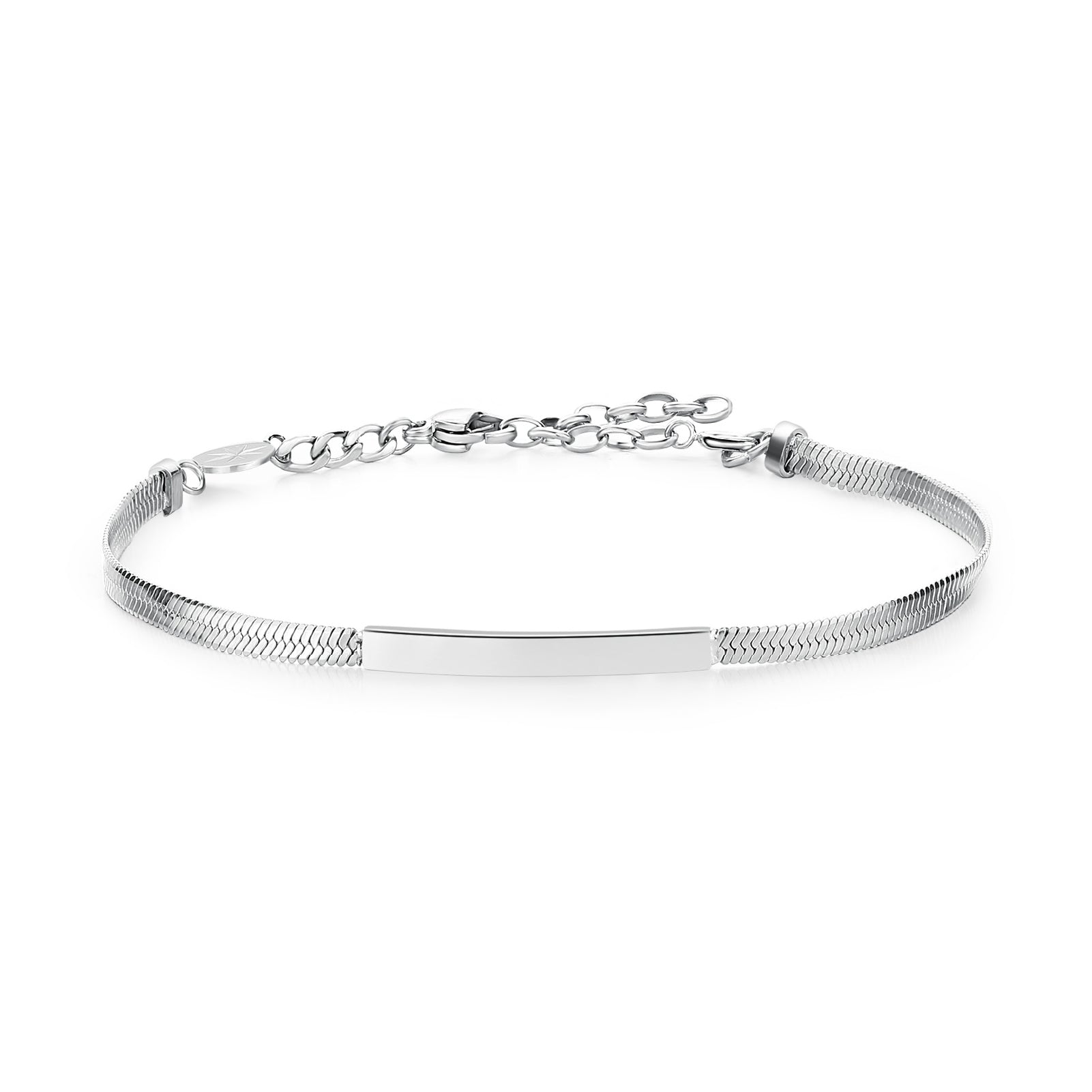 Bracciale catena snake Brosway Essential acciaio e targhetta 20 cm