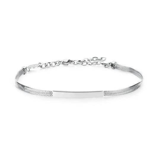 Bracciale catena snake Brosway Essential acciaio e targhetta 20 cm