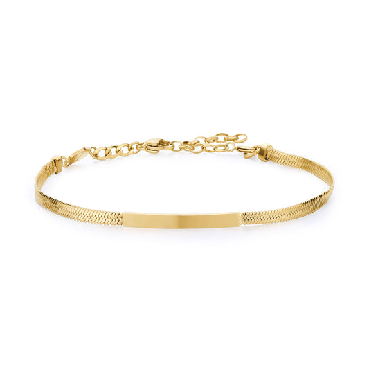 Bracciale catena snake Brosway Essential acciaio oro targhetta 20 cm