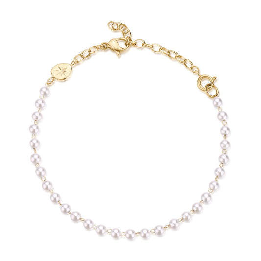 Bracciale Brosway Essential in acciaio 316L e pvd oro con perle 20 cm