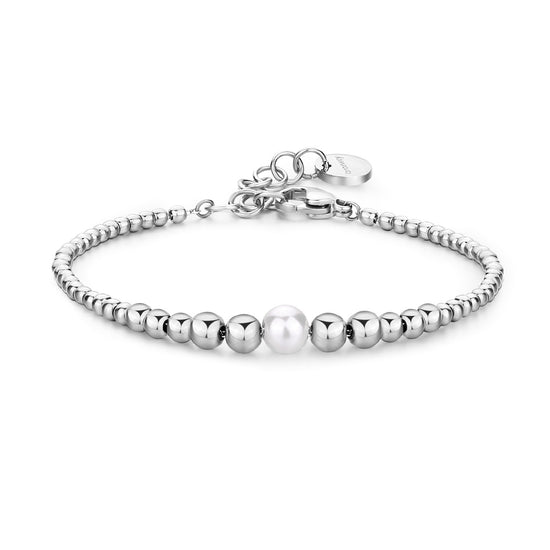 Bracciale catena Brosway in acciaio con sfere e perla 20 cm