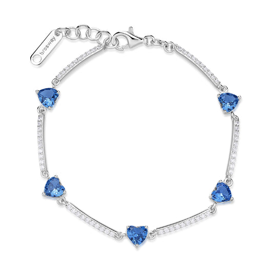 Bracciale Brosway Fancy in argento con zirconi a cuore blu BW.FFB115