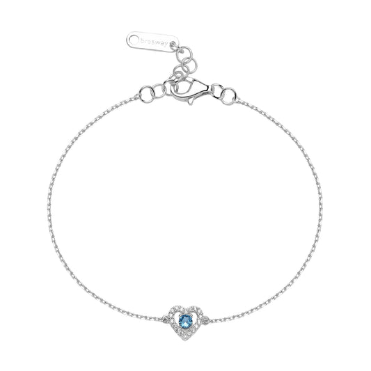 Bracciale Brosway Fancy argento cuore zirconi bianchi  blu 18 cm