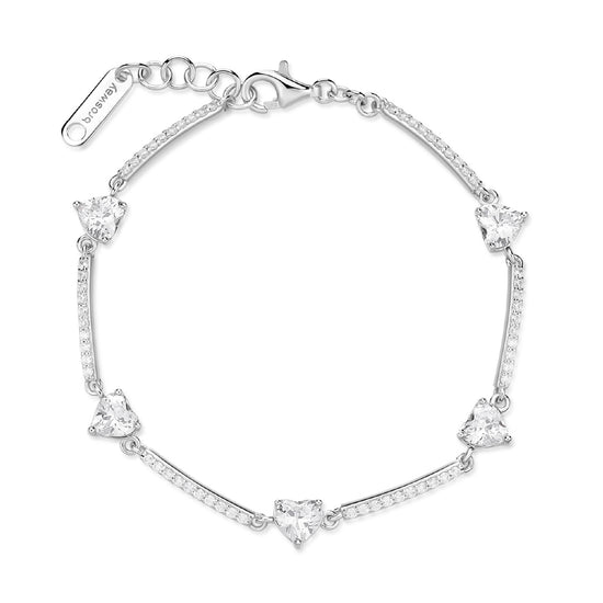 Bracciale Brosway Fancy in argento con zirconi a cuore bianchi BW.FIW121