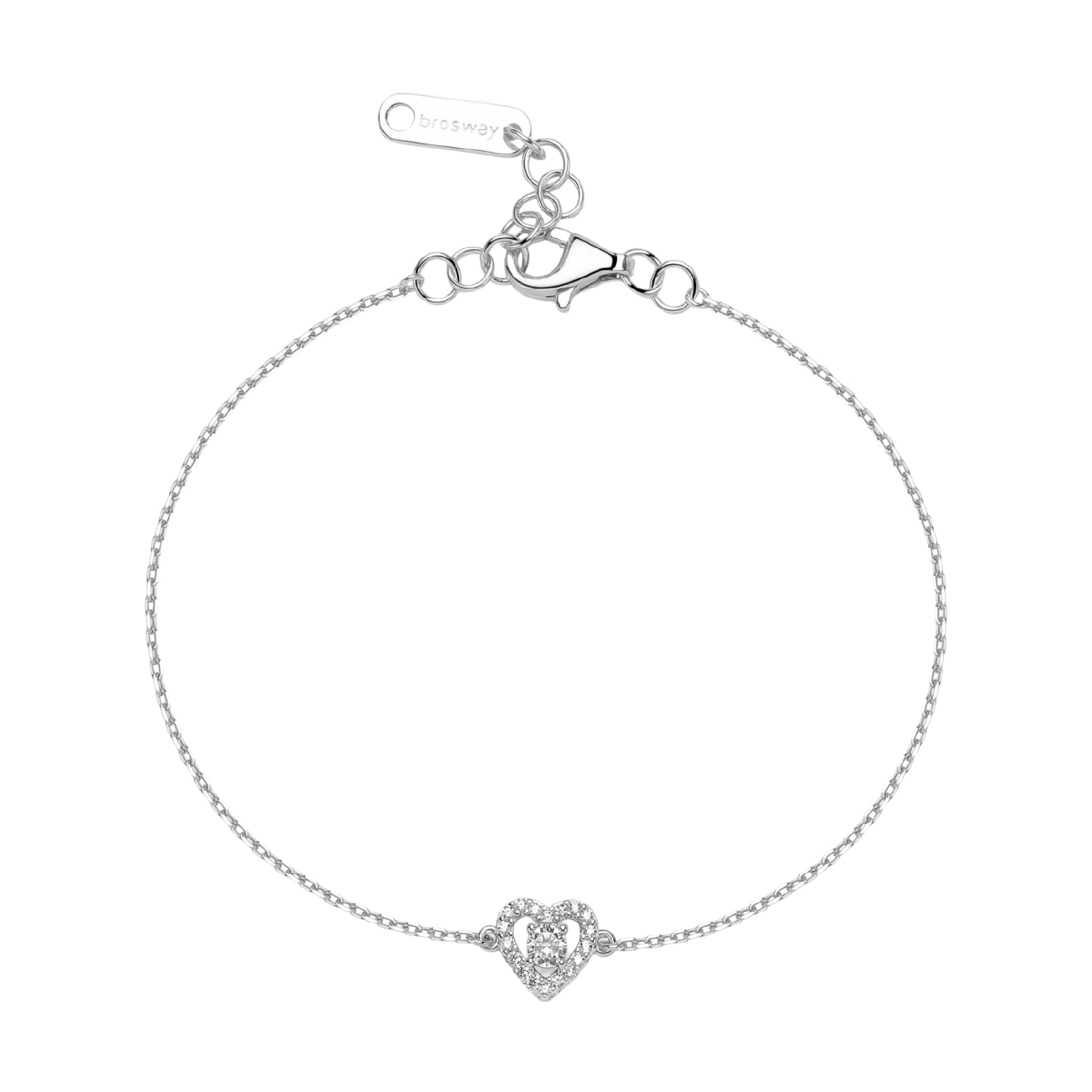 Bracciale Brosway Fancy argento con cuore zirconi bianchi 18 cm