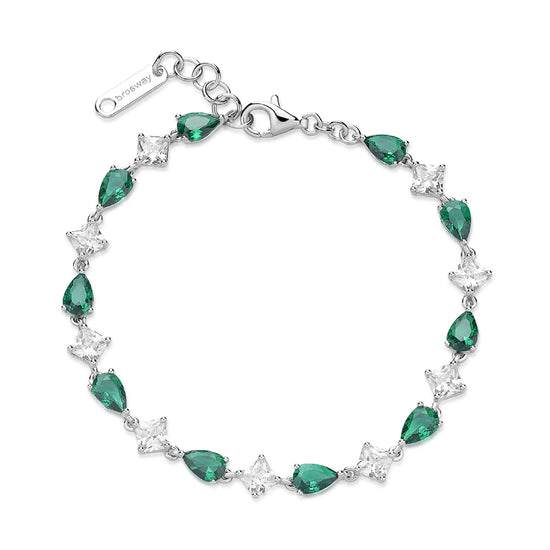 Bracciale Brosway Fancy in argento con zirconi bianchi e verdi BW.FLG111