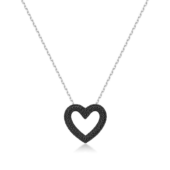 Collana Brosway FANCY in argento con ciondolo a cuore nero MISURA UNICA