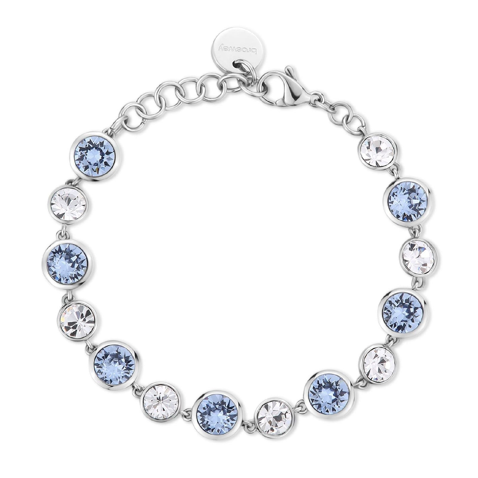 Bracciale tennis donna Brosway Symphonia acciaio cristalli bianchi azzurri BYM166-1