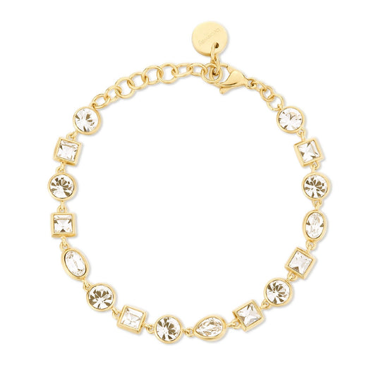 Bracciale tennis donna Brosway Symphonia acciaio oro cristalli bianchi tagli diversi