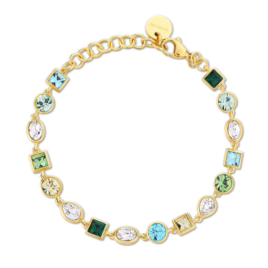 Bracciale tennis donna Brosway Symphonia acciaio oro cristalli multicolor tagli diversi